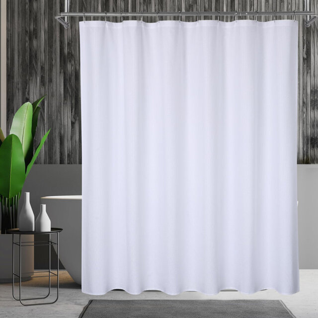 Waterproof Waffle Shower Curtain, Heavy Duty Fabric with 3D Embossed Dot Texture, 12 Reinforced Eyelets, Machine Washable, Hooks Not Included