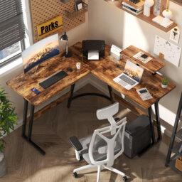 Vanesa 120cm L-Shape Computer Desk Metal Base Corner Gaming Desk Large PC Writing Table