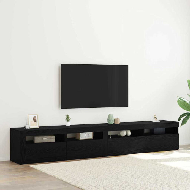 TV Cabinet Set 3 Pcs Black Oak Engineered Wood
