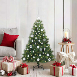 Artificial Christmas Tree with 150 LEDs Green PE and PVC