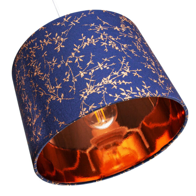 Modern Soft Cotton Fabric Lamp Shade with Shiny Foil Floral Decoration