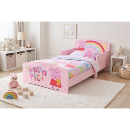 Kids White Toddler Bed Frame with Safety Rails