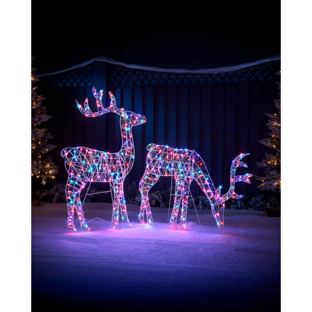 2D Aurora Reindeer Light, Multi-Coloured LEDs, 100 cm – Christmas Outdoor Decorative Display