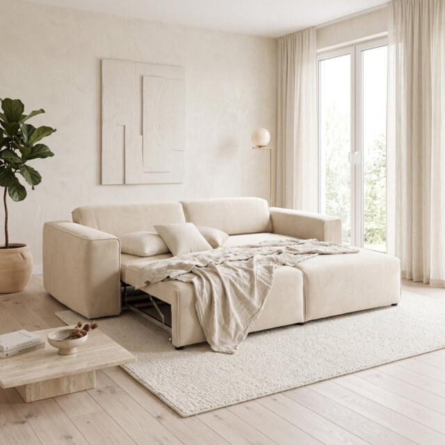 Milky 3 Seater Sofa Bed