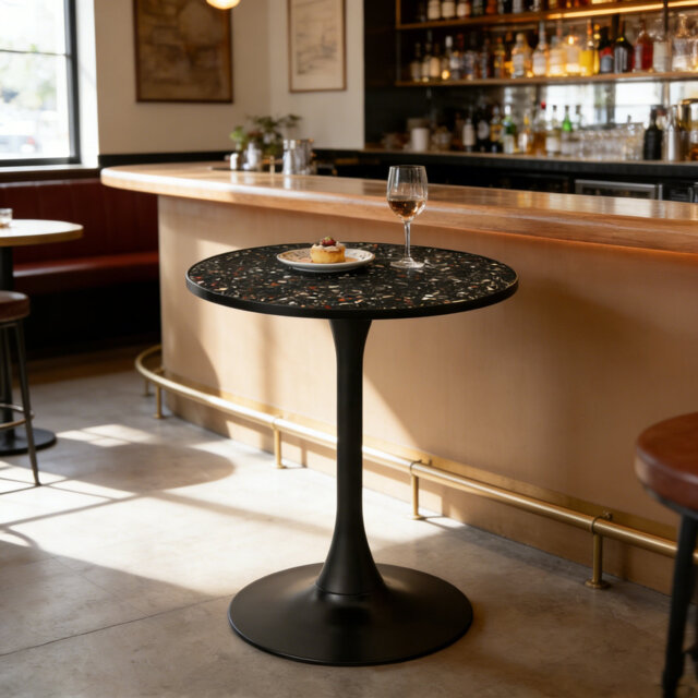 Bralie 60WÃ75H CM Round Tall Pedestal Dining Table, Restaurant Bistro Table and Bar Table