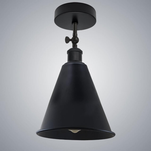 Modern Black Flush Mount Ceiling Lighting LED Lights, Semi Flush Light Fitting Pendant Light Lamp Chandelier Metal Light Shade for Hall, Living Room,