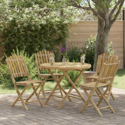 Garden Table Natural Bamboo Modern Outdoor Indoor Folding Dining Casual
