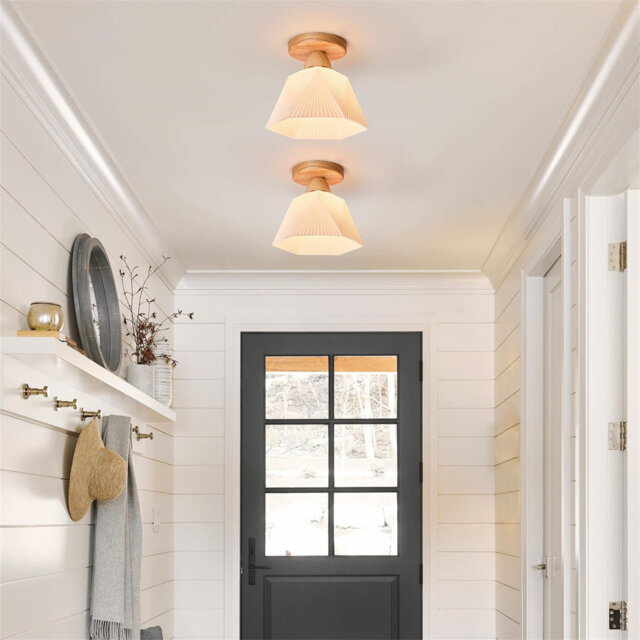 Pack Of 2 Chandelier, Flush Mount Ceiling Light, White Shade Light Fixture, 1 Light Lighting Fixture For Bedroom,Dining Room,Kitchen, Hallway [Energy