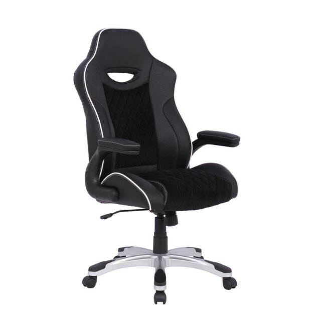 Inbox Zero Abbeydale Adjustable Reclining Ergonomic Faux Leather Swiveling PC & Racing Game Chair in Black/White