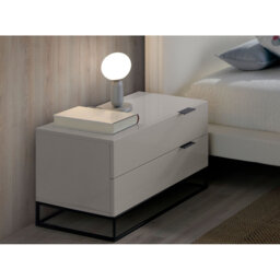Bedside table in grey wood and black steel