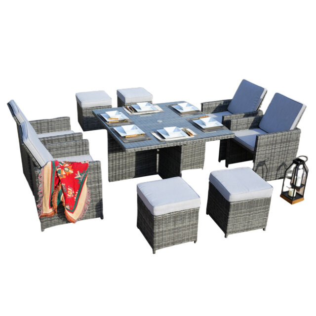 Kydon Square 9 - Piece 8 - Person 195Cm L Outdoor Dining Set