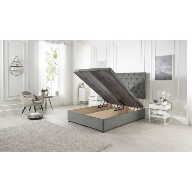 Orchid Ottoman Divan Storage Bed Base with Upholstered Headboard