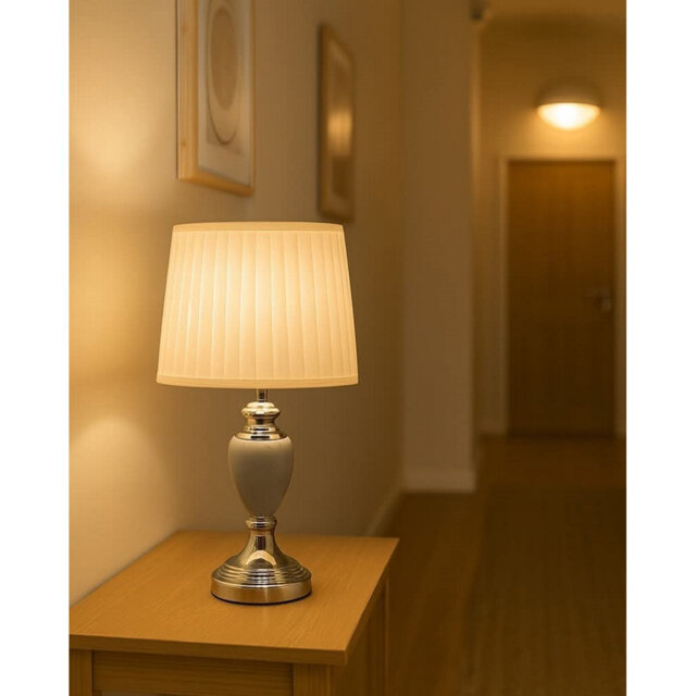 Amekia 43cm Ceramic Look Metal Bedside Table Lamp