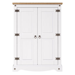 Conte 2 Door Cupboard, White and Antique Wax Finish, Corona design