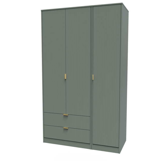 Berklie Triple Wardrobe with 2 Drawers in Reed Green