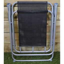 Cennet 2 x Foldable Garden Chairs Fixed position garden chairs with grey frame and black fabric