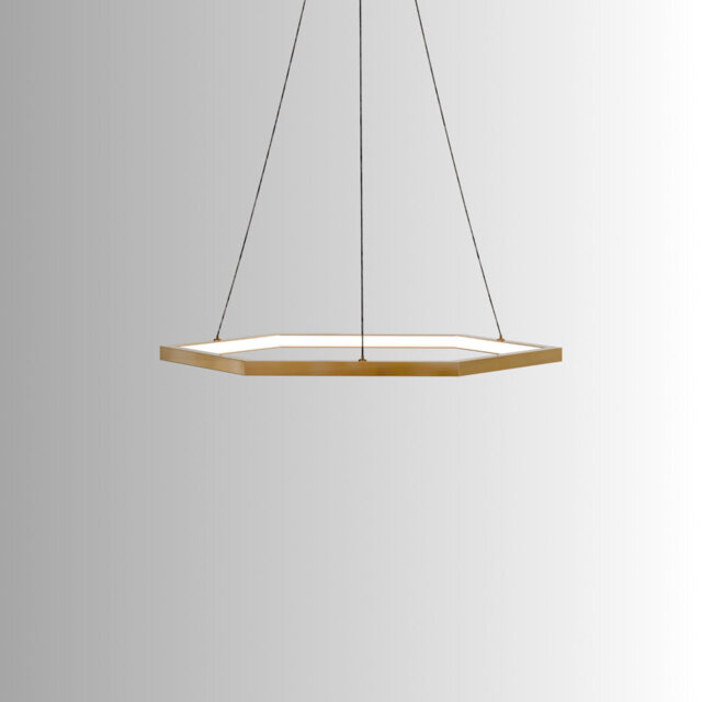 Berrick 1 - Modern LED Single Hexagon Chandelier Stainless Steel Adjustable Gold Ceiling Light