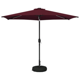 Garden Parasol With LED Lights Polyester Outdoor Shade Patio Umbrella