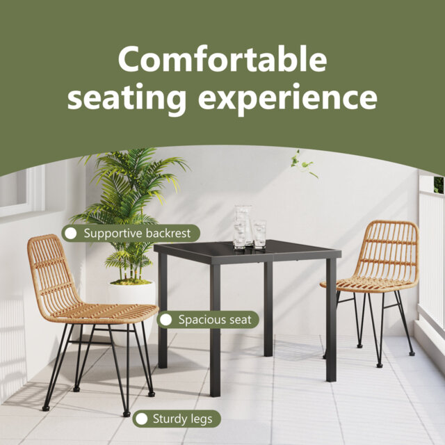Square 3 - Piece 2 - Person 80Cm L Outdoor Dining Set
