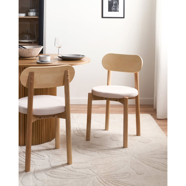 48cm H Fabric Upholstered Slat Back Side Chair in Beige