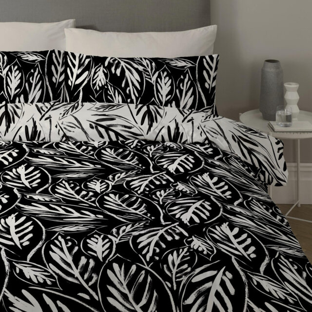 Cohoba Laura Leaf Print Reversible Duvet Cover Set with Pillowcases Quilt Cover Soft and Breathable