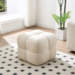 Robertas 53cm Wide Modern Upholstered Tufted Square Ottoman Footstool Accent Stool for Living Room Bedroom