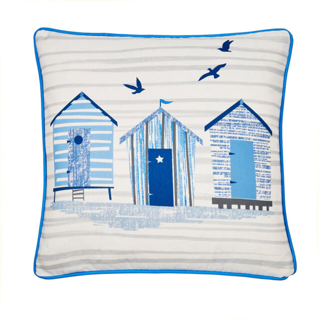 Beach Huts Indoor / Outdoor Square Scatter Cushion with Filling