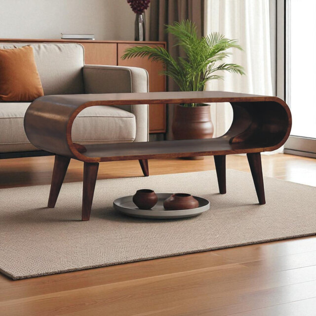Feumore Solid Wood Four Leg Coffee Table with Storage