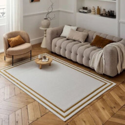 Carmel Modern Bordered Cream/Gold Area Rug