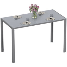 Glass Top Metal Base Dining Table