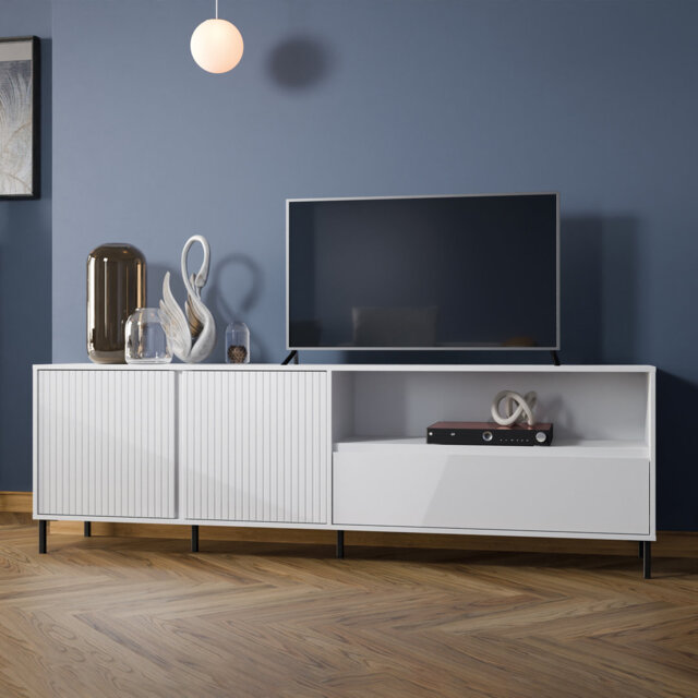 Lusaka TV Cabinet 3 Door 2 Drawer In Black Graphite