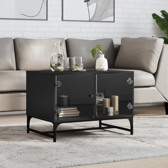 Borough Wharf Coffee Table With Glass Doors White 68.5X50x50 Cm
