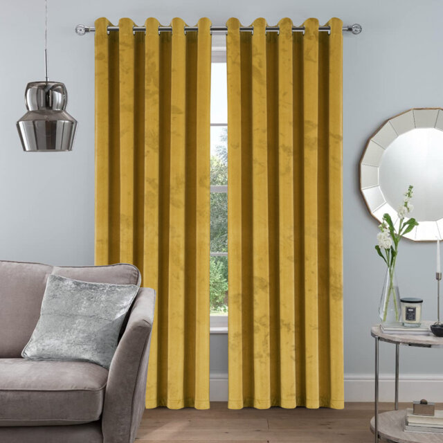 Safia 100% Crushed Velvet Eyelet Sheer Window Curtains