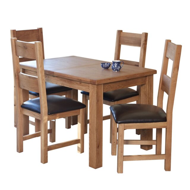 Ashly Extendable Oak Solid Wood Dining Table