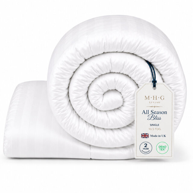 MHG Living All Season Microfibre Duvet 10.5 Tog with Breathable Hypoallergenic Hollowfibre Filling Cooling- Available Single/Double/King/Super King