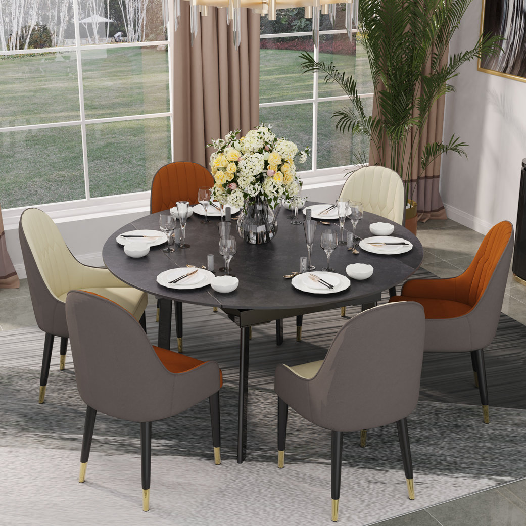 Marble Dining Table With Metal Legs Extendable Home Kitchen Table