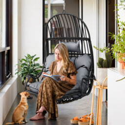 Hanging Swing Single Egg Pod Chair Max. Load 150 Kg With Cushions & Cup Holder