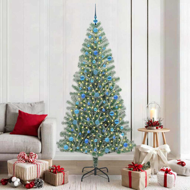 vidaXL Artificial Christmas Tree Snow Flocked with LED Light