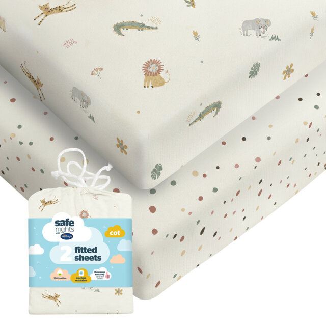 Silentnight Safe Nights Safari Cotton Cot Fitted Sheet