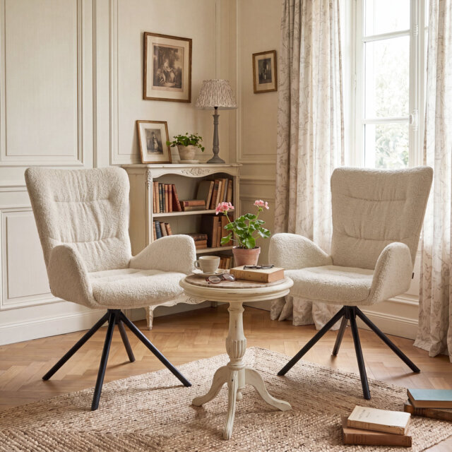 Upholstered Swivel Accent Chair with Tufted Seat, Set of 2