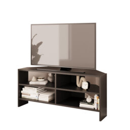 Roy Corner TV Unit for 43–48 Inch TVs, Modern Corner TV Stand Cabinet with Storage Shelves, Space Saving Media Console for Living Room, Compact Televi