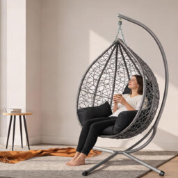 Garden Swing Egg Chair Seat Rattan Hanging Hammock With Cushions
