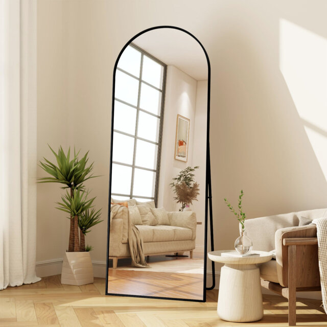 Aluminum Alloy Framed Full Length Mirror With Stand Large Wall Mirror