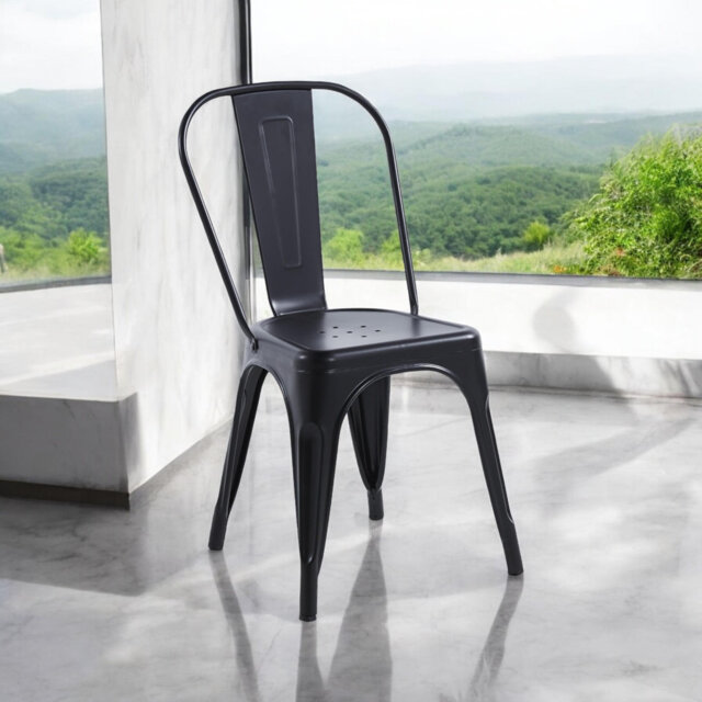 Modern Woolley Metal Stacking Dining Chair â Comfortable Durable Seating for Patio, Kitchen, or Outdoor Spaces