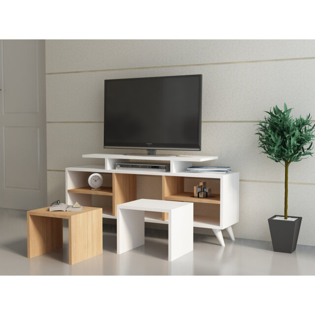 "Alaila TV Stand for TVs up to 55"" with 2 Side Tables"