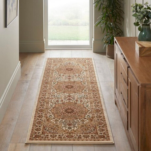 CRMBG Traditional Bordered Floral Rug, Stain Resistant Area Rug For Bedroom, & Dining Room