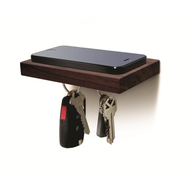 Solid Wood Wall Organizer with Key Hooks
