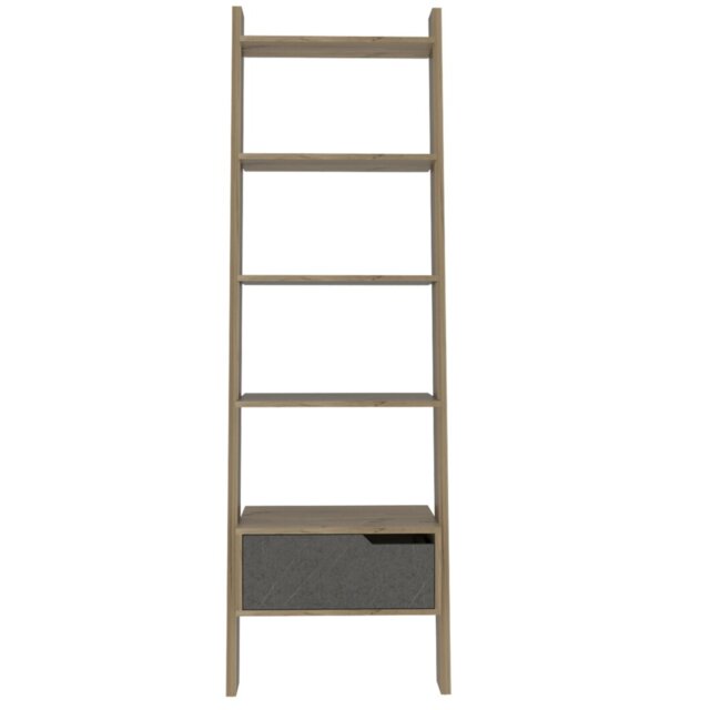 Duflos 5 Shelf Tall Ladder Bookcase with Drawer