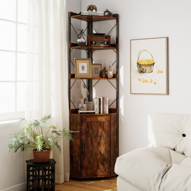 180cm H x 38cm W Metal Corner Bookcase