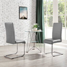 Faux Leather Dining Chairs with Chrome Legs High Back Kitchen Chairs